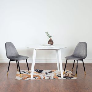 Set da Pranzo Contemporaneo Lassan 5 Pezzi, Tavolo Rotondo Bianco con 4 Sedie per Sala da Pranzo - Product Image 5