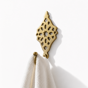 <b>Decorative</b> Floral Brass Wall <b>Hook</b> Antique Finish Heavy Duty Handmade Towel Robe <b>Coat</b> Key Holder Vintage Home Bathroom Decor - Product Image 1