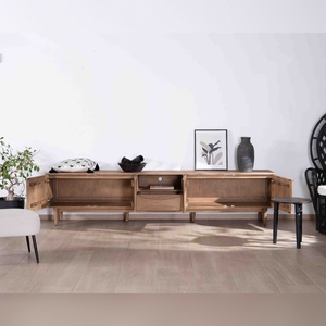 Mueble para TV Vandana Ivory Haven de 265 cm en madera maciza de mango con 4 puertas y 1 cajón Cabure - Product Image 5