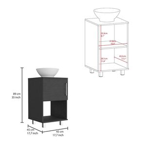Meuble-lavabo simple Gouda de 18 po avec armoire noire et porte simple doté d'une étagère ouverte - Product Image 3