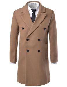 <b>Men's</b> Long Trench Coat <b>Double</b> <b>Breasted</b> Turn-down Collar Solid Color Canvas Outerwear Regular Sleeve Style - Product Image 2