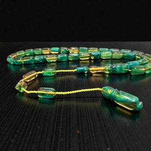 Rosario Musulmán de Resina Hecho a Mano, Ecológico, con Cuentas de Ámbar y Turquesa, Joyería Religiosa - Product Image 5