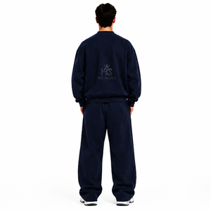 Chándal Azul Sostenible Estampado para Hombre, Más Vendido, con Cremallera Completa, Cuello Alto, Ajuste Holgado, Ropa Casual con Bolsillos Laterales y Logotipo Personalizado - Product Image 3