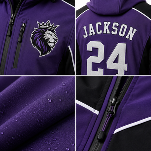 Men Custom Hooded Sports <b>Jacket</b> <b>With</b> Embroidered Team Emblem Back Name Number Softshell Wholesale OEM Clubs Teams Training - Product Image 4