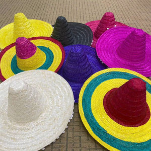 Sombreros de Paja Tradicionales Tejidos a Mano con Bordado de Logotipo a Rayas para Fiestas y Pesca - Sombreros Decorativos para Invitados - Product Image 1