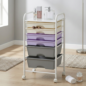 Chariot de rangement multifonctionnel en métal à 6 tiroirs avec étagère, fabriqué à Taïwan, pour cuisine, salon, bureau à domicile - Product Image 2