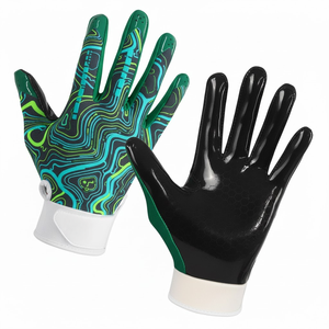 Sublimated American Football Receiver Gloves Custom Logo Premium <b>Sticky</b> Palm Grip Lightweight Breathable Performance Gloves - Product Image 1