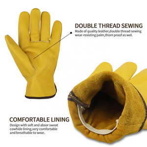 Gants de sécurité en cuir de vachette pleine fleur de haute qualité pour le soudage, le travail et le jardinage - Product Image 4