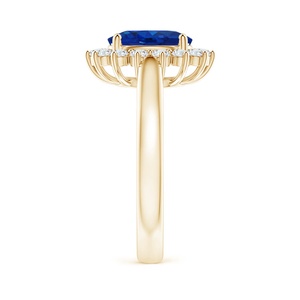 แหวนหมั้นทองคำแท้ 14K 18K ทรงโอวัล ประดับไพลินสีน้ำเงินธรรมชาติ ดีไซน์แบบเจ้าหญิงไดอาน่า พร้อมเพชรรอบวงแบบซ่อน - Product Image 4