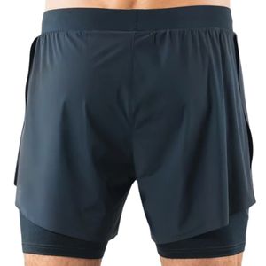 Shorts de course 2 en 1 pour homme, bleu marine, respirants, pour la course à pied, la remise en forme, la salle de sport, les vêtements de sport, avec poche - Product Image 4
