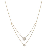 Collier en or massif 10K/14K/18K double couche avec disque de diamant de laboratoire, bijou rond en diamant de laboratoire, collier de mariage, cadeau d'anniversaire