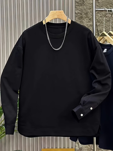 Camiseta Casual de Manga Larga para Hombre, Nueva Colección de Bangladesh, Primavera/Otoño, Color Sólido, Botones en el Puño, Cuello Alto Versátil, 100% Algodón - Product Image 6