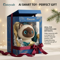 Chat Siamese en peluche électrique interactif IA, compagnon intelligent à commande vocale, boîte cadeau, personnalisation OEM, vente en gros, matériau polyester
