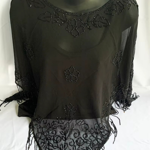 Heavy Handmade Embroidery Beads Sequins Work Scarf Stole <b>Poncho</b> for Outdoor Activities Custom Color & Size Four Seasons - Product Image 1