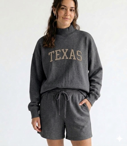 Conjunto de Top y Shorts de Cuello Alto para Mujer, Estilo Informal y Holgado, para un Look Moderno y Diario - Product Image 1