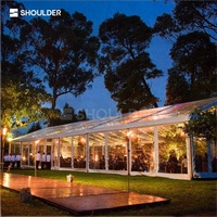 Grande tente de fête de mariage luxueuse en PVC et aluminium, tente de chapiteau personnalisée avec toit transparent pour cérémonie d'événement, tente de salon professionnel en plein air