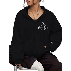 Sudaderas ligeras casuales con cremallera para mujer, sudaderas básicas con capucha. - Product Image 1