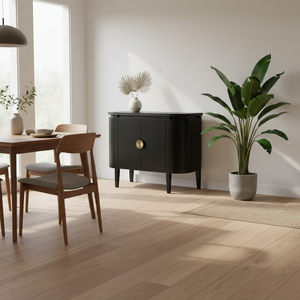 Moderno Gabinete de Almacenamiento Ecológico Resistente al Agua de Roble Macizo con Laterales Curvos y Consola Redondeada, Aparador Compacto en Negro - Product Image 2