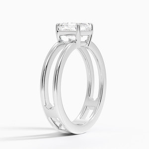 Anillo BOJ 058 con Corte Asscher, Plata 925, Aimee, Doble Banda Abierta y Baño de Rodio, Anillo de Boda con Moissanita de 2ct, Color D, VVS1, Certificado GRA - Product Image 2