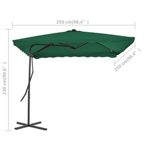 Grand parasol de jardin en polyester vert avec base en acier - Product Image 6