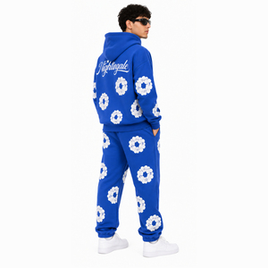 Survêtement personnalisé pour homme avec logo, imprimé floral en relief, broderie 3D, respirant, motif graphique intégral, streetwear, survêtement personnalisé - Product Image 3