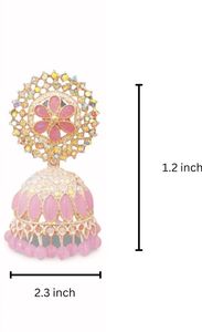 Boucles d'oreilles Jhumka indiennes en cristal lilas pastel, plaquées argent, avec diamants américains, motif floral, pendantes, pour femmes, vente en gros - Product Image 3
