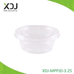 Vasos desechables de plástico transparente de PP de 3.25oz de Taiwán con tapa de PET para salsas. - Product Image 1