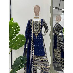 Conjunto de Traje de Fiesta para Mujer de Diseñador con Bordado de Hilo y Lentejuelas - Product Image 1