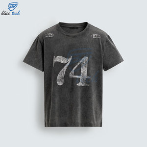 Camiseta de Manga Corta para Hombre Blue Tech, Color Gris Oscuro, con Estampado 74, Cuello Redondo, Informal, de Algodón - Product Image 1