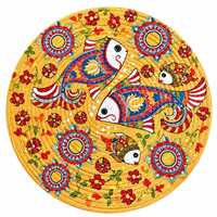 Set de table rond avec motifs de poissons colorés et floraux pour usage domestique, lavable, épaisseur moyenne