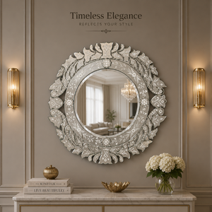 Miroir mural décoratif baroque vénitien artisanal |   Miroir d'appoint en verre avec cadre orné antique pour la décoration intérieure de luxe - Product Image 4