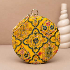 Designer Round Ethnic Clutch with Sling Chain Both Side Design Designer Clasp Hand Ring for Wedding and Party Wear - Product Image 4