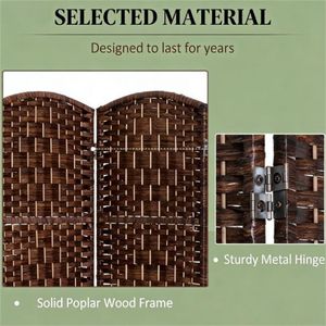 Four-Panels Brown Folding Privacy <b>Screen</b> Bedroom Partition <b>Wall</b> Room Divider - Product Image 3