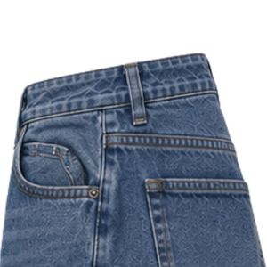 Shorts en jean pour homme bleu moyen personnalisés, coupe droite, ourlet brut, imprimés, en coton, décontractés, été, logo personnalisé, OEM, vente en gros - Product Image 4