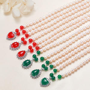 Collier en perles d'eau douce de 8 mm en gros pour femmes, chaîne en nacre, pendentif, petite marchandise, bijoux élégants - Product Image 4