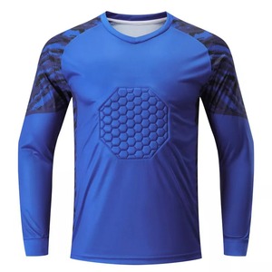 Camiseta de Portero de Fútbol de Manga Larga para Hombre, Cuello en V, Protección Hexagonal Acolchada, Estampado Geométrico, Blanco y Azul, Manga Completa, Corte Regular - Product Image 5