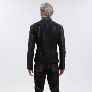 เสื้อแจ็คเก็ตแฟชั่นลำลองสไตล์โกธิคสำหรับผู้ชาย คอตั้ง หนังแท้ พร้อมห่วงรูปตัว D สีเงิน กระเป๋าข้าง รุ่น 2026 - Product Image 5