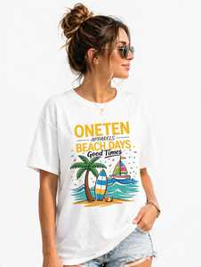เสื้อยืดผู้หญิงฤดูร้อน ONE TEN Apparels สีกรมท่า ผ้าฝ้ายนุ่ม สวมใส่สบาย แขนสั้น ระบายอากาศได้ดี คุณภาพสูง รับสกรีนโลโก้ตามแบบ - Product Image 5