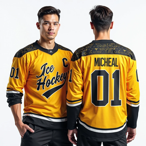 Ice Hockey Jersey Men's Red Black V-Neck Full Sleeve Sublimated Print Moisture Wicking Polyester Sport Apparel - Product Image 5