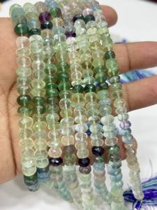 ลูกปัดพลอยรอนเดลล์ เกรด AAA ฟลูออไรต์สีเขียวธรรมชาติ ลูกปัดรอนเดลล์เจียระไน ขนาด 8 มม. ความยาว 8 นิ้ว - Product Image 5