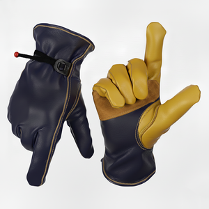 Soft Grain Leather Mechanic <b>Gloves</b> Adjustable Wrist Strap Reinforced Work Safety <b>Gloves</b> Durable Driver <b>Gloves</b> USA - Product Image 2