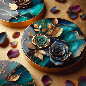 Premium Customized Square & Round Epoxy Wood Resin Coasters Luxury Redefined <b>Chopping</b> <b>Blocks</b> - Product Image 3