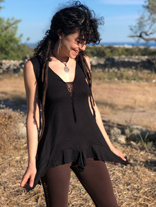 Top Asimétrico de Macramé Trenzado, Estilo Bohemio, Ligero, para Festivales y Verano - Product Image 3