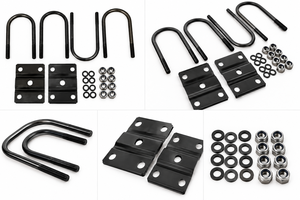 Kit de boulons en U pour essieux de remorque robustes, pour essieux ronds de 1-3/4 po, 3/8 po x 4-1/4 po avec plaques de fixation et écrous hexagonaux - Product Image 1