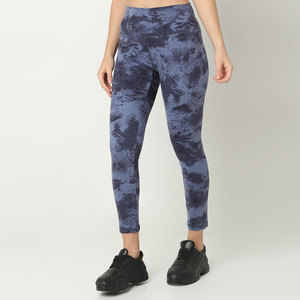 High Waist Ankle-Length Printed <b>Leggings</b> Women's Sporty Stretch Knitted Spandex Polyester Blue Tie-Dye <b>Pattern</b> Workout Wear - Product Image 5