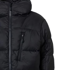 Veste matelassée à capuche pour homme, couleur unie, coupe-vent, rembourrée de duvet, hiver, décontractée, coupe régulière, fermeture éclair, coque en polyester épais - Product Image 2