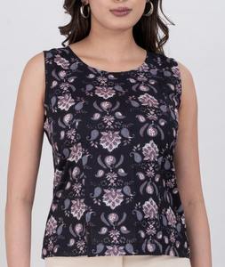 Haut sans manches en coton à imprimé floral de qualité supérieure, écologique, pour femme, tissu doux et respirant, coupe ajustée, style décontracté, été - Product Image 6