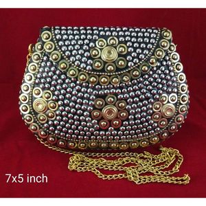 Bolso de Mano de Metal Antiguo de Lujo para Mujer, Accesorios de Moda de Cristal para Fiestas - Product Image 5