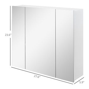 Armadietto da Bagno a Parete a 3 Ante in PVC e MDF Bianco con Ripiani Regolabili e Specchio - Product Image 3