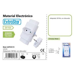 Adattatore ExtraStar 3X10A con copripresa per uso su presa elettrica - Product Image 1